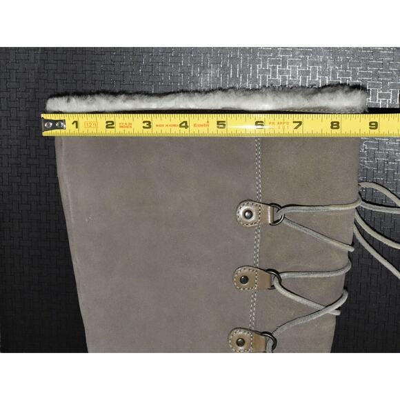 C0 NEW COLE HAAN AIR TALI Greige Suede Waterproof Tall Shearling Boots Size 9B - Picture 9 of 10
